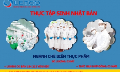 Thông báo tuyển dụng TTS Nhật Bản ngành chế biến thực phẩm