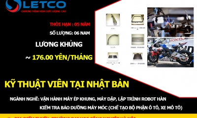 Tuyển dụng kỹ thuật viên làm việc tại Nhật Bản dành cho Nam